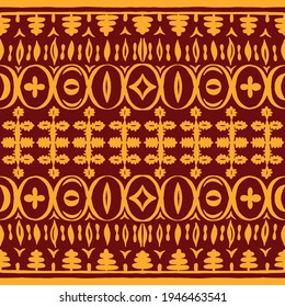 Seamless African pattern. Ethnic carpet with chevrons. Tribal vector ornament. Aztec style. Geometric mosaic on the tile, majolica. Ancient interior. Modern rug. Geo print on textile. Kente Cloth.
