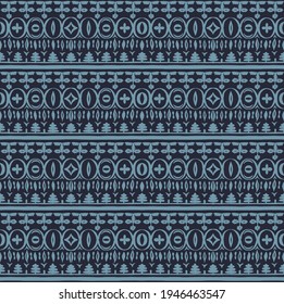 Nahtloses afrikanisches Muster. Ethnischer Teppich mit Chevronen. Stammesvektorschmuck. Aztec-Stil. Geometrisches Mosaik auf der Kachel, Majolika. Altes Interieur. Moderner Teppich. Geodruck auf Textilien. Kente Tuch.