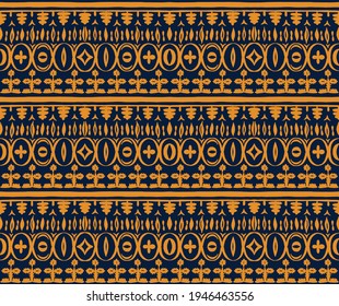 Seamless African pattern. Ethnic carpet with chevrons. Tribal vector ornament. Aztec style. Geometric mosaic on the tile, majolica. Ancient interior. Modern rug. Geo print on textile. Kente Cloth.