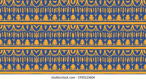 Seamless African pattern. Ethnic carpet with chevrons. Tribal vector ornament. Aztec style. Geometric mosaic on the tile, majolica. Ancient interior. Modern rug. Geo print on textile. Kente Cloth.