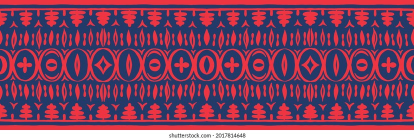 Nahtloses afrikanisches Muster. Ethnischer Teppich mit Chevronen. Stammesvektorschmuck. Aztec-Stil. Geometrisches Mosaik auf der Kachel, Majolika. Altes Interieur. Moderner Teppich. Geodruck auf Textilien. Kente Tuch.