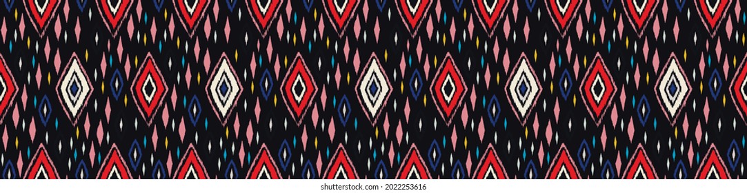 Seamless African pattern. Ethnic carpet with chevrons. Tribal vector ornament. Aztec style. Geometric mosaic on the tile, majolica. Ancient interior. Modern rug. Geo print on textile. Kente Cloth.