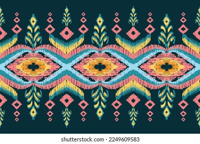 Seamless African pattern. Ethnic carpet with chevrons. Aztec style. Geometric mosaic on the tile, majolica. Ancient interior. Modern rug. Geo print on textile. Tribal vector ornament. 