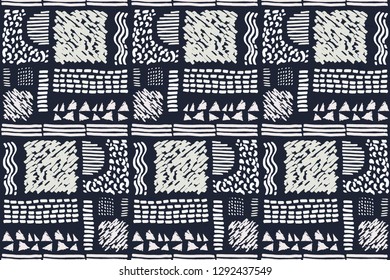 Seamless African pattern. Ethnic ornament on the carpet. Aztec style. Figure tribal embroidery. Indian, Mexican, folk pattern.