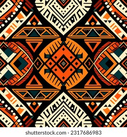 Patrón africano sin problemas. Ornamento étnico en la alfombra. Estilo azteca. Mosaico geométrico en la baldosa, majólica. Interior antiguo. Alfombra moderna. Impresión geográfica sobre textiles. Kente Cloth.