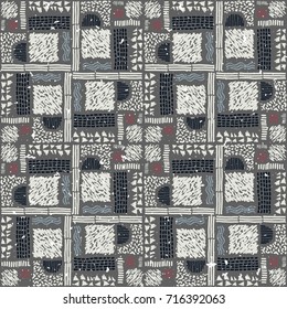 Seamless African pattern. Ethnic ornament on the carpet. Aztec style. Figure tribal embroidery. Indian, Mexican, folk pattern.