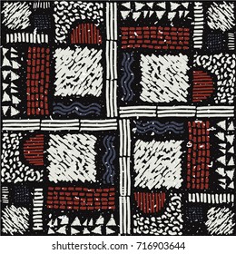 Seamless African pattern. Ethnic ornament on the carpet. Aztec style. Figure tribal embroidery. Indian, Mexican, folk pattern.