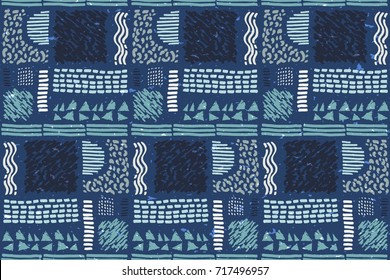 Seamless African pattern. Ethnic ornament on the carpet. Aztec style. Figure tribal embroidery. Indian, Mexican, folk pattern.