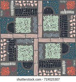 Seamless African pattern. Ethnic ornament on the carpet. Aztec style. Figure tribal embroidery. Indian, Mexican, folk pattern.