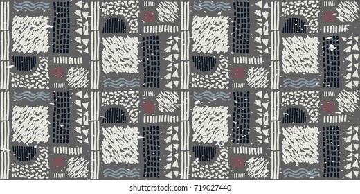 Seamless African pattern. Ethnic ornament on the carpet. Aztec style. Figure tribal embroidery. Indian, Mexican, folk pattern.