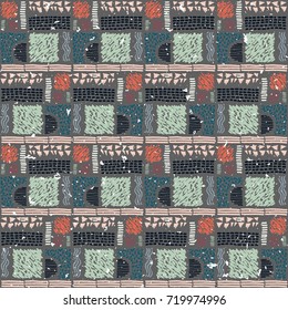 Seamless African pattern. Ethnic ornament on the carpet. Aztec style. Figure tribal embroidery. Indian, Mexican, folk pattern.