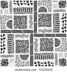 Seamless African pattern. Ethnic ornament on the carpet. Aztec style. Figure tribal embroidery. Indian, Mexican, folk pattern.