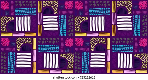 Seamless African pattern. Ethnic ornament on the carpet. Aztec style. Figure tribal embroidery. Indian, Mexican, folk pattern.