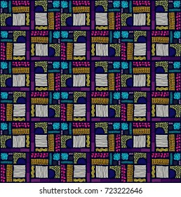 Seamless African pattern. Ethnic ornament on the carpet. Aztec style. Figure tribal embroidery. Indian, Mexican, folk pattern.