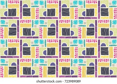 Seamless African pattern. Ethnic ornament on the carpet. Aztec style. Figure tribal embroidery. Indian, Mexican, folk pattern.