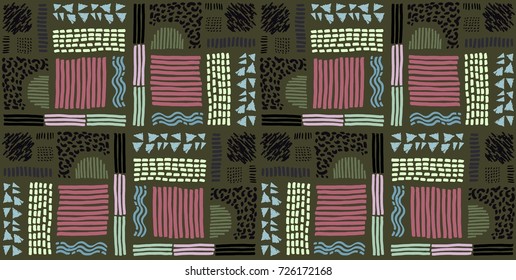 Seamless African pattern. Ethnic ornament on the carpet. Aztec style. Figure tribal embroidery. Indian, Mexican, folk pattern.