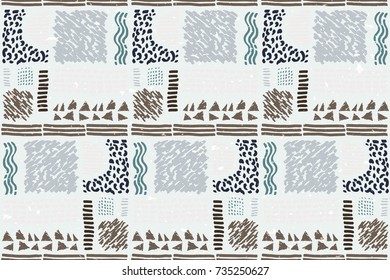 Seamless African pattern. Ethnic ornament on the carpet. Aztec style. Figure tribal embroidery. Indian, Mexican, folk pattern.