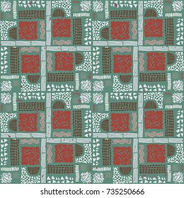 Seamless African pattern. Ethnic ornament on the carpet. Aztec style. Figure tribal embroidery. Indian, Mexican, folk pattern.