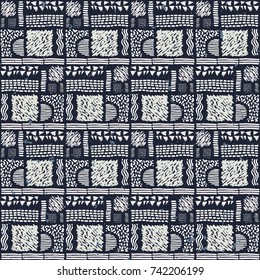 Seamless African pattern. Ethnic ornament on the carpet. Aztec style. Figure tribal embroidery. Indian, Mexican, folk pattern.