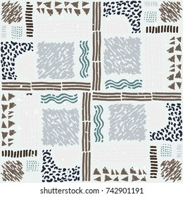Seamless African pattern. Ethnic ornament on the carpet. Aztec style. Figure tribal embroidery. Indian, Mexican, folk pattern.