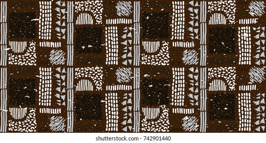 Seamless African pattern. Ethnic ornament on the carpet. Aztec style. Figure tribal embroidery. Indian, Mexican, folk pattern.