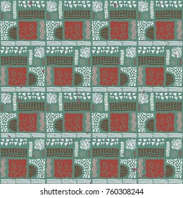 Seamless African pattern. Ethnic ornament on the carpet. Aztec style. Figure tribal embroidery. Indian, Mexican, folk pattern.