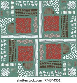 Seamless African pattern. Ethnic ornament on the carpet. Aztec style. Figure tribal embroidery. Indian, Mexican, folk pattern.