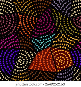 Nahtloses afrikanisches Muster. Ethnische und Stammesmotive. Braune, rote, khaki und schwarze Farben. Grunge-Textur. Vintage-Print für Textilien. Patchwork-Stil. Vektorgrafik.