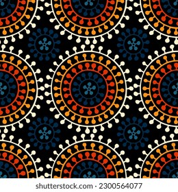 Seamless African pattern for fabric. The ornament is drawn in doodle style. Vector illustration.