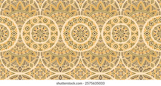 Seamless african pattern with scallop shape. Savanna tribal vector ornament. Hand drawn ethnic carpet with weave. Modern geo print on textile. Ancient rug design for bohemian interior.