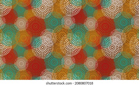 Seamless African Print fabric, Ethnic handmade ornament for your design, Ethnic and tribal motifs geometric elements. Vector texture, afro textile Ankara fashion style. Pareo wrap dress, batik style