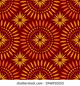 Seamless African Star Shweshwe Pattern in Red and Orange for Fabric and Textile Print