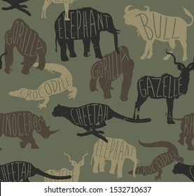 Seamless african wildlife animal repeat pattern