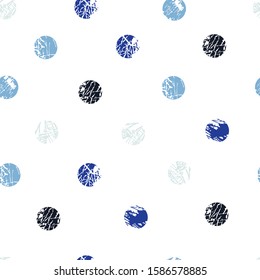Seamless  aged, retro, ruffled, watercolor effect polka dot pattern. Abstract  shapes in blue. Vector illustration.