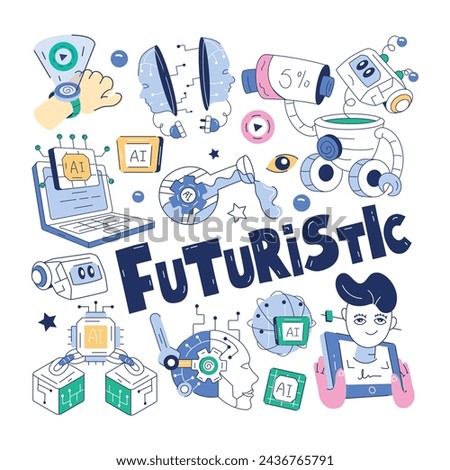 A seamless ai pattern designed with various elements of smart devices and futuristic technology