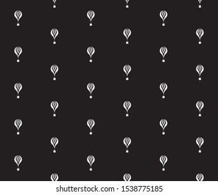 Seamless air baaloon pattern vector. sky illustration white on black background. Design print for illustration, texture, textile, wallpaper, background. Set 1