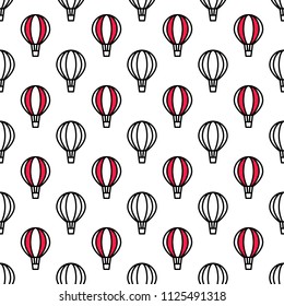 Seamless air balloon pattern. Line icon aerostat background. Vector illustration