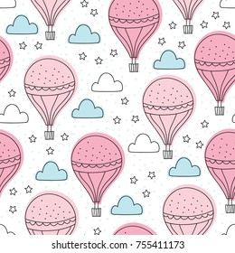 seamless air balloons pattern vector illustration