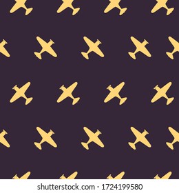 Seamless aircraft pattern. Vector wallpaper. Kids wall illustration
