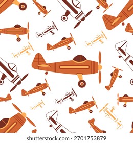 Seamless aircraft vector pattern design representing modern aviation and travel background concept