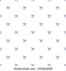 Seamless airplane pattern on white background.