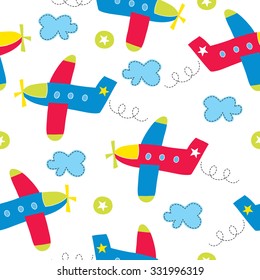 Seamless Airplane Pattern Vector Illustration Stock Vector (Royalty ...