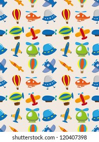 seamless airplane pattern,cartoon vector illustration