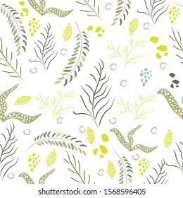 Seamless Algae Seamless Pattern. Modern Digital Design. Marine Repeating Pattern. Modern Fashion Scandinavian Style. Contemporary Colors and Design. 