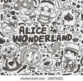 seamless alice in wonderland pattern