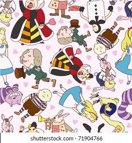 seamless Alice in Wonderland pattern