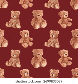Seamless All Over Cute Teddy Bears Pattern 03 November 2025