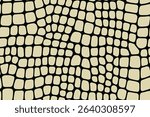 Seamless alligator skin pattern featuring soft rounded black scales on beige color background.