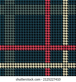 Seamless and allover pattern, hound tooth pattern, dog tooth pattern, blue colortone, cream and red .