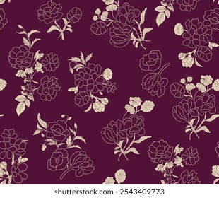 Seamless allover vector bandhani with solid leaf and flower pattern